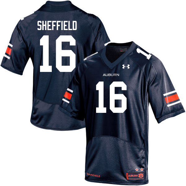 Men #16 Jashawn Sheffield Auburn Tigers College Football Jerseys Sale-Navy